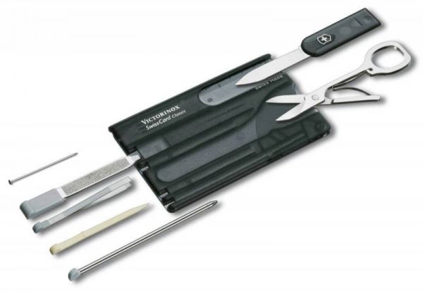 Нож туристический Victorinox SwissCard Onyx 0.7133.T3 10 функций полупрозрачный черный